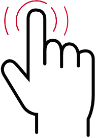 Black icon of house with red door.